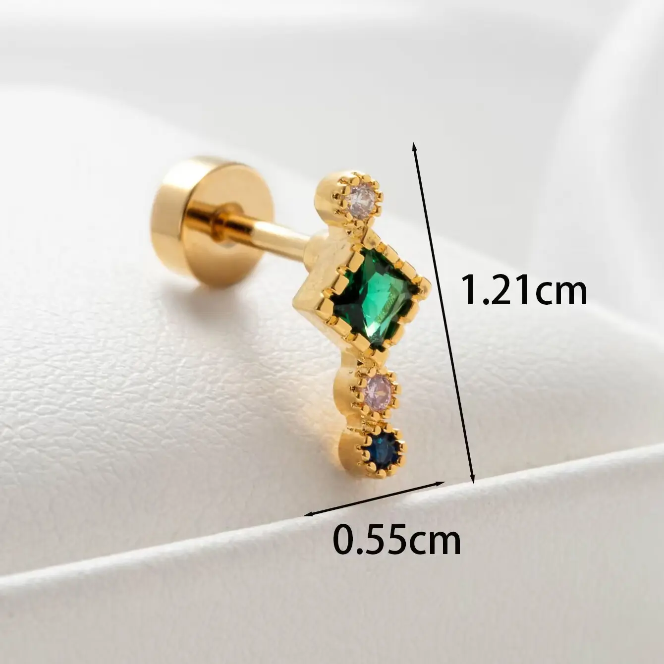 1 Piece Simple Series  Square&Round Titanium Steel   Gold Color Zircon Women's Dangle Earrings 